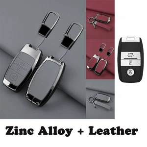 Alloy Leather Car Key Fob Case Cover For Kia Picanto Sedona Sportage K3 Optima - Picture 1 of 13