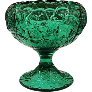 Piatto composto piedistallo comport vetro pressato ninfea verde Fenton - Foto 1 di 4