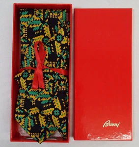 Brioni Italien 100 % SEIDE Herren Krawatte & Einstecktuch Geschenkbox GERARDO'S grün gelb - Bild 1 von 20