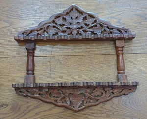 Unusual Vintage Small Intricately Hand Carved Indian Wooden Shelf/Frame - Picture 1 of 5