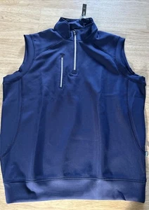 Vtg Full Turn Aqua Tech Men’s Golf Vest L Blue Knitted Water Repellent Stretch - Picture 1 of 14
