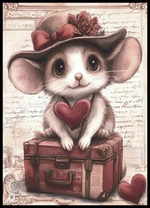 Postkarte - Maus - Valentinstag - leere Rückseite - 4" x 5 1/2" - CL460 - Bild 1 von 2