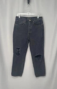 Aritzia Denim Forum Jeans Damen 30 Schwarz Joni High Rise 26L Loose Distressed - Bild 1 von 16