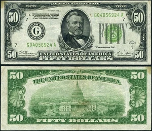 FR. 2101 G $50 1928-A Federal Reserve Note Chicago G-A Block LGS VF+ - Picture 1 of 3