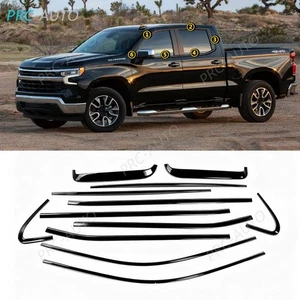 Black Steel Windows Sill Molding Strip Trim For 2019-26 Chevy Silverado 1500  - Bild 1 von 8