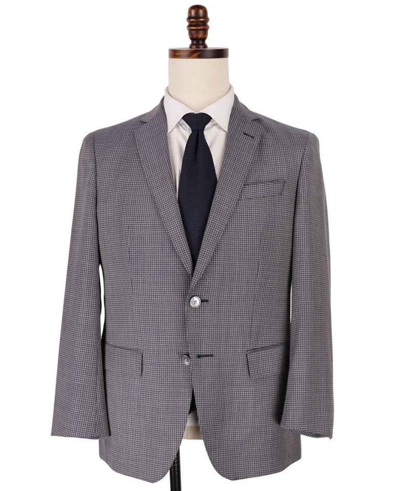HUGO BOSS Hartley 2 Wool Slim Fit Sport Coat 36S Blue Gray Tan Basketweave - Image 1 of 4