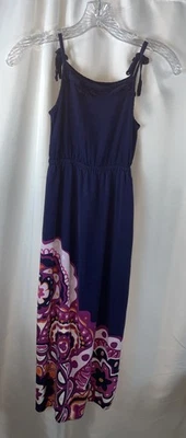 Gymboree Spice Market Maxi Dress Girls Size 7 Navy Blue Knit Rayon Bohemian  - Image 1 of 4