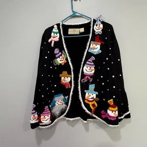 Design Options by Philip & Jane Gordon Snowman Cardigan Sweater - Large - Picture 1 of 8