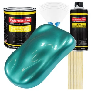 Restoration Shop Gulfstream Aqua Metallic Acrylic Enamel Gallon Kit, Auto Paint - Picture 1 of 5