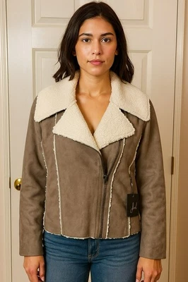 Новый с Ярлыками женщины Jack искусственной кожи шерпа с подкладкой куртка размер средний - Изображение 1 из 4