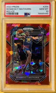 2022 PRIZM RED CRACKED ICE sp PSA 10 GEM MINT ROOKIE BENNEDICT MATHURIN PACERS - Picture 1 of 2