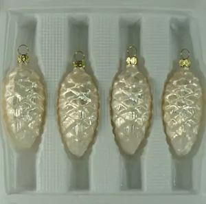Lauschaer Glas Christbaumschmuck Tannenzapfen Eislack champagner - Bild 1 von 5