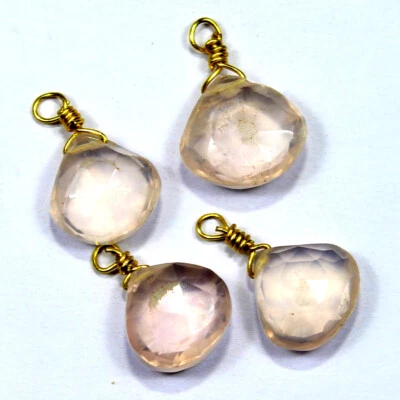 Pink Coated Rose Quartz Pair Faceted Briolette Natural Loose Gemstone Jewelry - Image 1 of 2