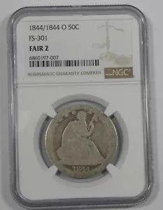 1844/1844-O Liberty Seated Silver Half Dollar CERTIFIED NGC FAIR 2 FS-301 - Picture 1 of 4