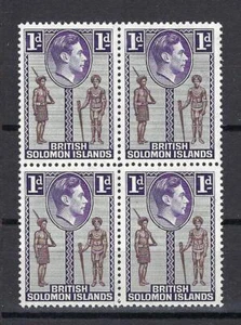 British Solomon Islands 1939 Sc# 68 Policeman & chief Soldier George block 4 MNH - Picture 1 of 1