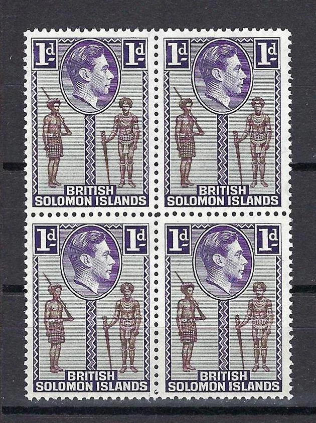 British Solomon Islands 1939 Sc# 68 Policeman & chief Soldier George block 4 MNH - Image 1 of 1