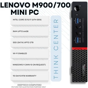 Lenovo M900 Tiny Intel Core i7 6700 32GB DDR4 RAM 1TB SSD NVME Desktop PC Wi-Fi. - Picture 1 of 6