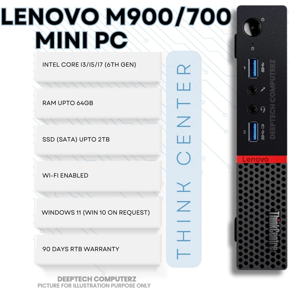 Lenovo M900 Tiny Intel Core i7 6700 32GB DDR4 RAM 1TB SSD NVME Desktop PC Wi-Fi. - Image 1 of 4