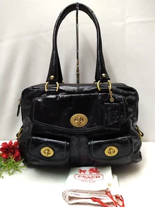 Borsa da viaggio Coach Archive edizione limitata in pelle verniciata nera grande $898 - Foto 1 di 14