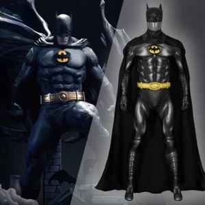 Men's Batman Costume 3D Printed Bodysuit Cape Mask Bruce Wayne Gotham Jumpsuit - Picture 1 of 31