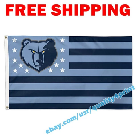 Deluxe Memphis Grizzlies USA Stars Stripes Flag Banner 3x5 ft NBA 2021 Logo Fan Cover