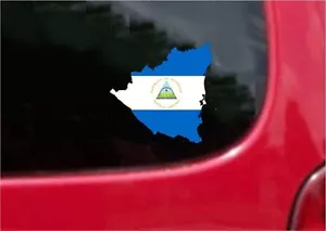 2 (PCS) Nicaragua Outline Map Flag Decals Stickers Full Color/Weather Proof - Bild 1 von 2