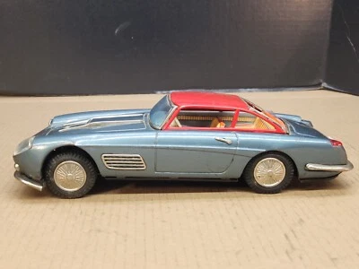 Coche Bandai Ferrari Super America hojalata litografía fricción 11" faltan piezas Foto 1 de 4