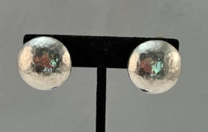 IPPOLITA 925 Sterling Silver Electroform Dome Round Hammered Clip On Earrings - Picture 1 of 8