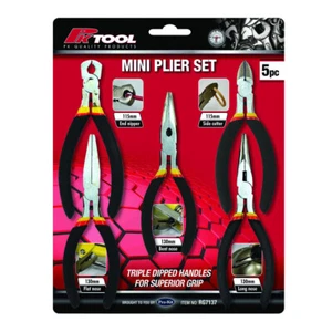 PK Tools Mini Plier Set 5pc Long, Bent, Flat Nose, Side & End Cutter - Picture 1 of 6