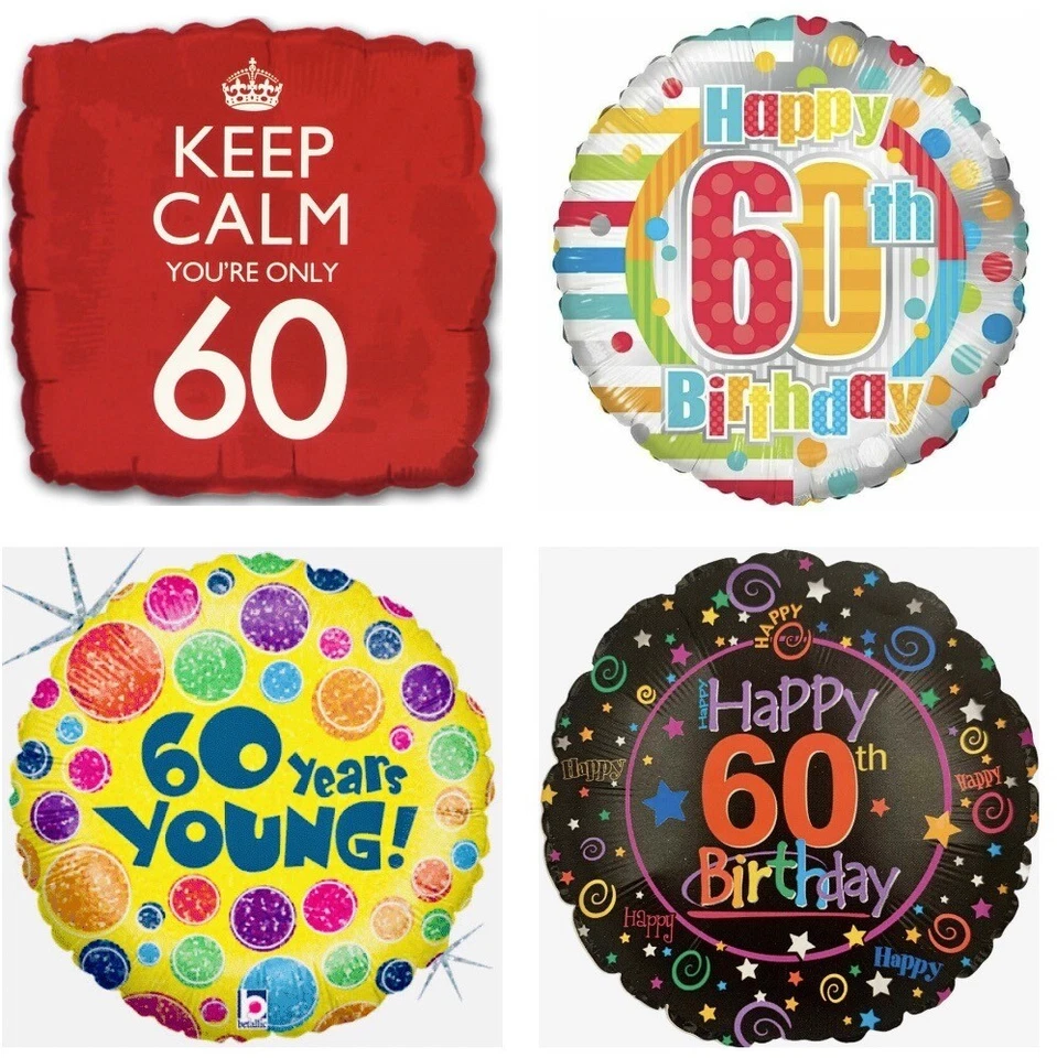 Happy 60th Birthday SIXTY 18" Foil Mylar 60th Birthday Party Balloon Decoration - Image 1 of 1