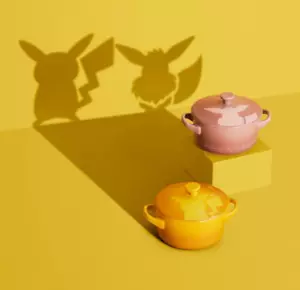 Le Creuset Pokemon Mini mit Deckel 2 Teile Pikachu Evoli Set 2 Neu Japan Gift - Bild 1 von 8