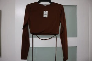 NEW WITH TAG - rrp $2499 - COTTON ON non iron stretch crop top with tie size S - Picture 1 of 2