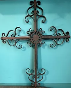 Vintage Ornate Heavy Metal Cross Wall Decor 19", A-43 - Picture 1 of 6