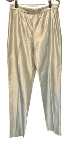 Max Mara Gray Silver Silk Textured Polonia Pant New NWT Size 14(US) 44(IT) - Picture 1 of 6