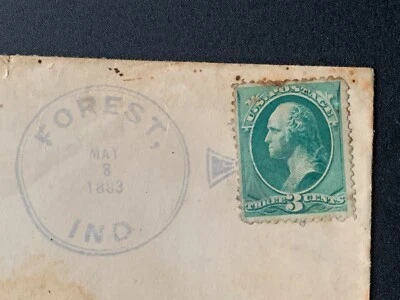 1883 FOREST INDIANA MALTESE CROSS FANCY CANCEL CLINTON! WEST MILTON OHIO PEARSON - Image 1 of 3