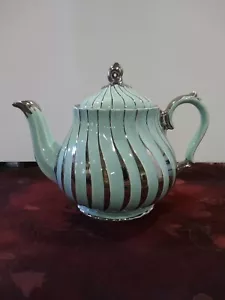 RARE Sadler Mint And Silver Swirled Teapot 2737 - Picture 1 of 12