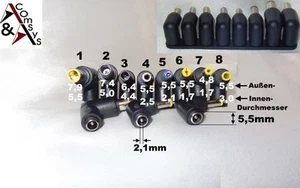 8 Universal Notebook DC Adapter Verbinder Set Buchse Stecker Plug Connector #8V - Afbeelding 1 van 1