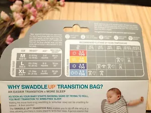 Love To Dream Swaddle Up Arms Up Size M 1.0 TOG Gray & White Stripe - Picture 1 of 5