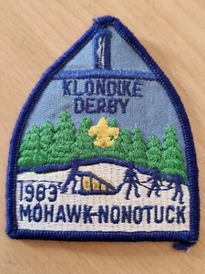 Mohawk Nonotuck 1983 Klondike Derby Woven Cloth Patch Badge Boy Scouts 75x90mm - Picture 1 of 4