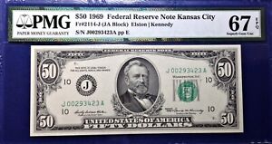 1969 $50 Federal Reserve Note Fr-2114-J Kansas City PMG67 Superb Gem EPQ