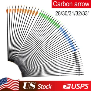 6/12 Pack 28/30/32 Inch Carbon Arrow Spine 500 for Compound/Recurve Bow Hunting - Picture 1 of 26