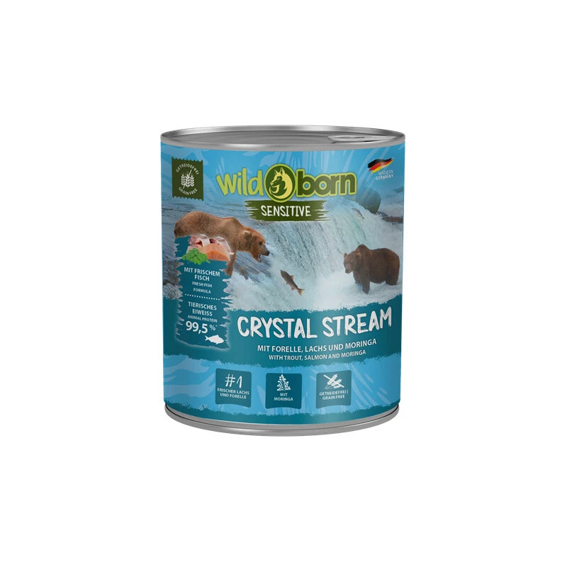 Wildborn Crystal Stream mit Lachs & Forelle 6x800g (4,8kg) Nassfutter für Hunde - Bild 1 von 1