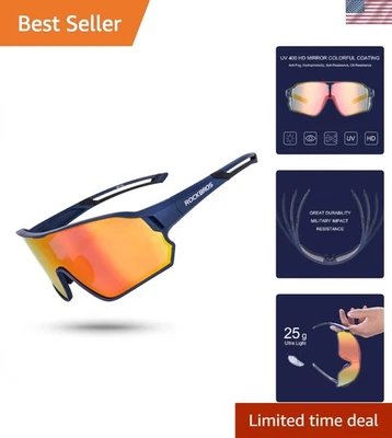 Синие поляризованные солнцезащитные очки с защитой UV400 для мужчин и женщин - спортивный дизайн - Изображение 1 из 4