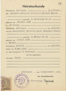 Germany document local revenue Dielingen 1951 fiscal - Picture 1 of 1