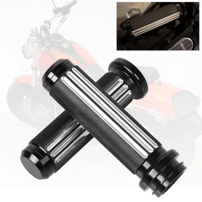 Black Cut Diamond 1" Electronic Throttle Hand Grips For Harley Road King Softail Foto 1 de 4