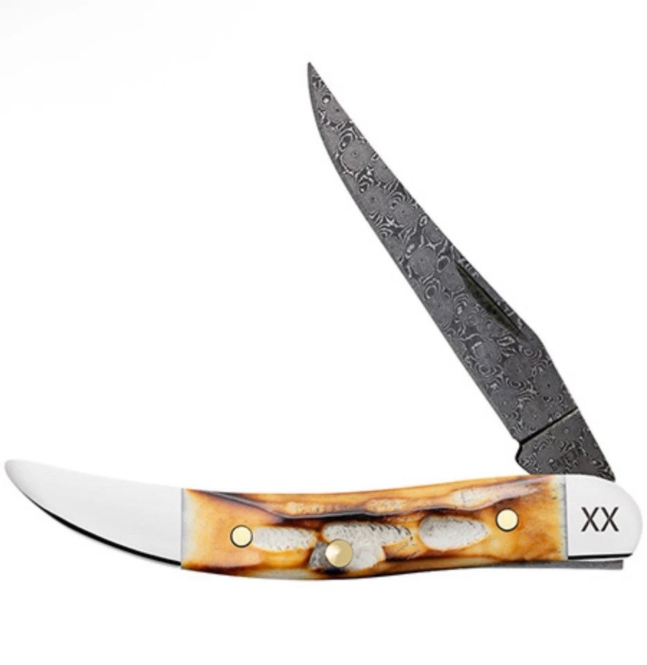 Faca de bolso Case XX EUA Deep Canyon osso natural queimado 27236 palito de dente de Damasco - Imagem 1 de 1