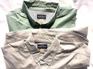 2 Camisa Woolrich 3XDry Exterior Hombres Caqui y Verde Ventilada Cuello Botón L - Imagen 1 de 13
