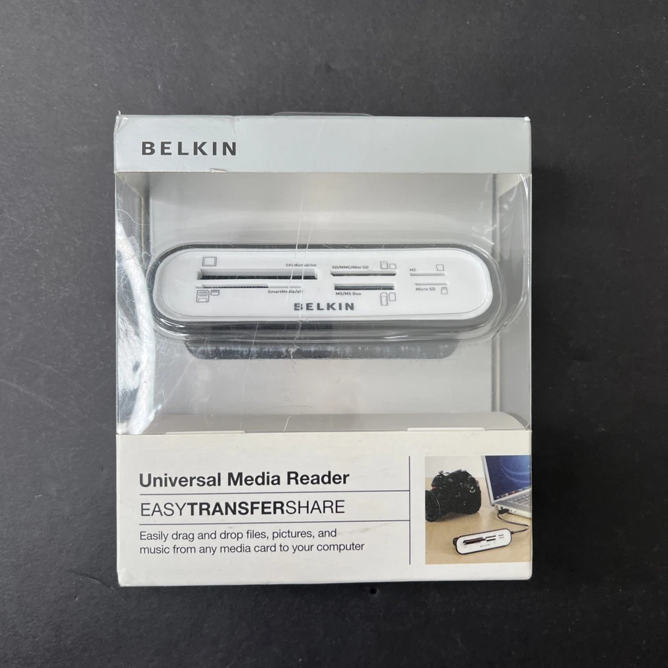Belkin Universal Flashcard Media Reader - USB 2.0 - F4U003-WHT L20-33 SEALED - Image 1 of 4