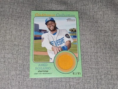 2017 Topps Heritage Minor Green Jersey Amed Rosario RC #D 01/99  FIRST ONE MADE  - Image 1 of 2