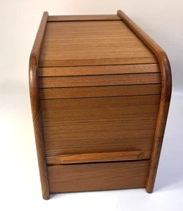 Teak Tech MCM - Vintage Teak Wood Roll Top CD Storage - Excellent Condition - Picture 1 of 8